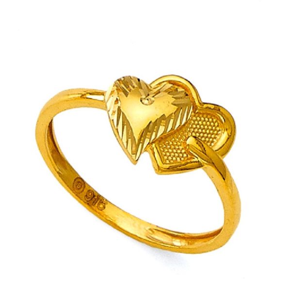 Designer Twin Gold Heart Ring
