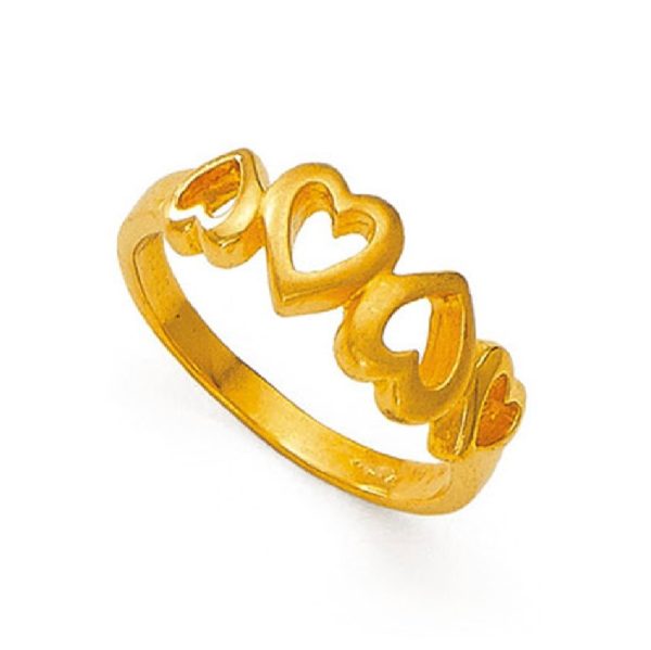 Row Of Heart Gold Ring