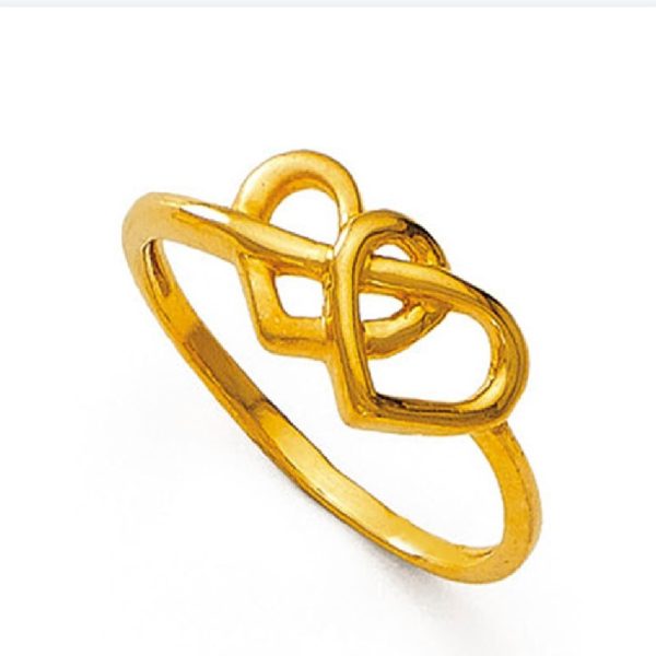 Elegant Dual Heart Gold Ring
