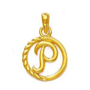 Designer P Initial Gold Pendant