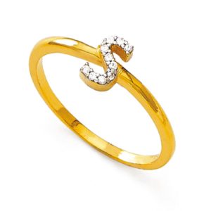Special S Alphabet Gold Ring