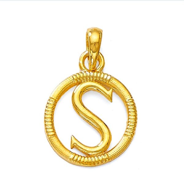Initial Circle S Gold Pendant