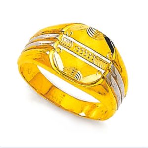 Oval Cross Track Gold Ring