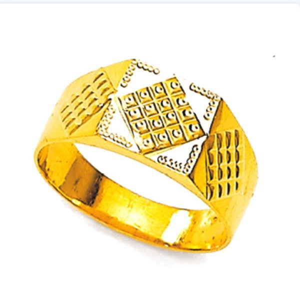 Twin Square Gents Gold Ring