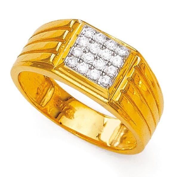 Geometric Gents Gold Ring