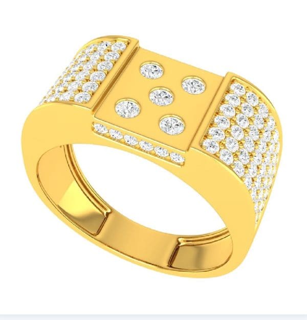 Dice Yellow Gold Ring