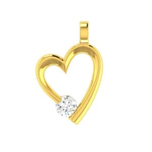Narrow Heart Gold Pendant