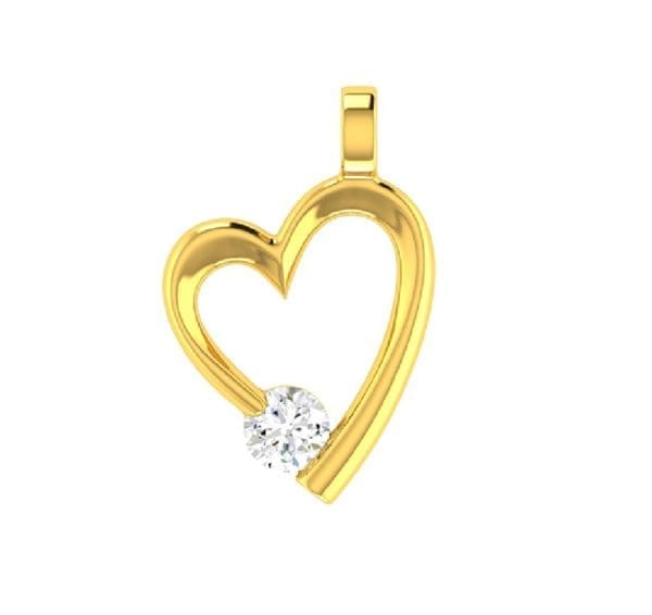 Narrow Heart Gold Pendant