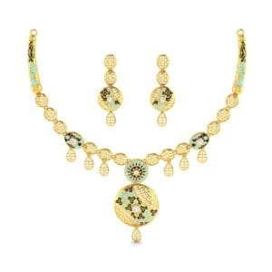 Nazam Turquoise Gold Necklace Set