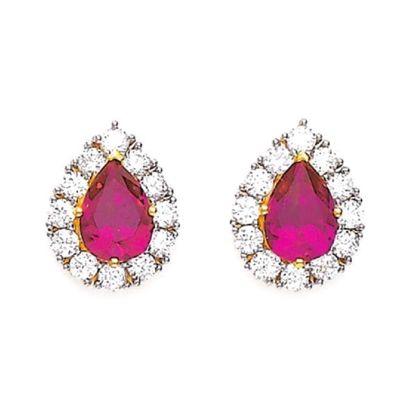 Tear Drop Ruby Gold Tops