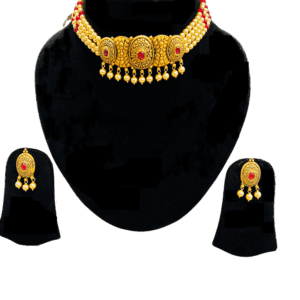 Lead Inspired Gold Necklace Set