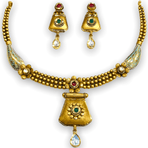Shrividya Antique Gold Necklace Set