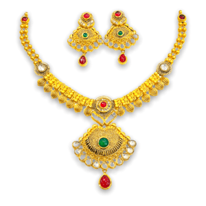 Queenly Antique Gold Necklace Set