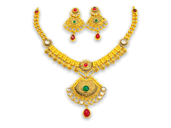 Queenly Antique Gold Necklace Set