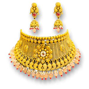 Nisha Floral Antique Gold Necklace Set