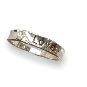 Love Engraved Silver Band Ring