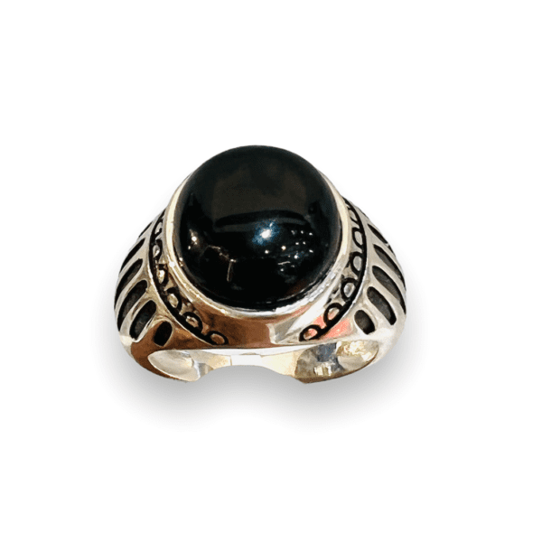 Stone Studded Oxidised Silver Ring