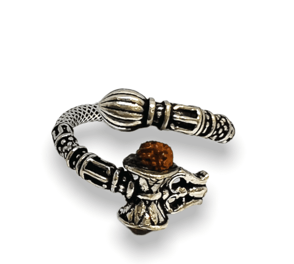 Silver Oxidised Rudraksh Ring