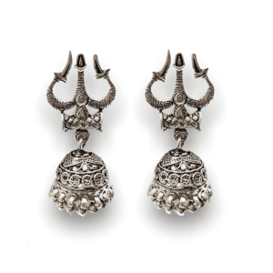 Oxidised Silver Trishul Jhumki