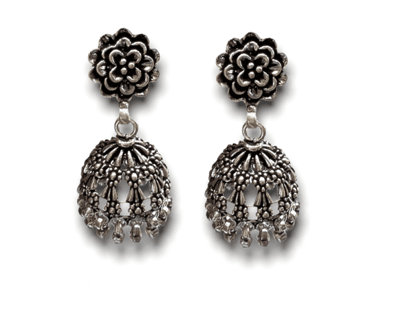 Oxidised Silver Jhumki Earrings