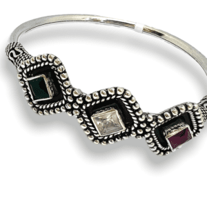 Colour Stone Oxidised Silver Bracelet