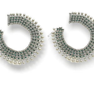 Oxidised Silver Stones Payal
