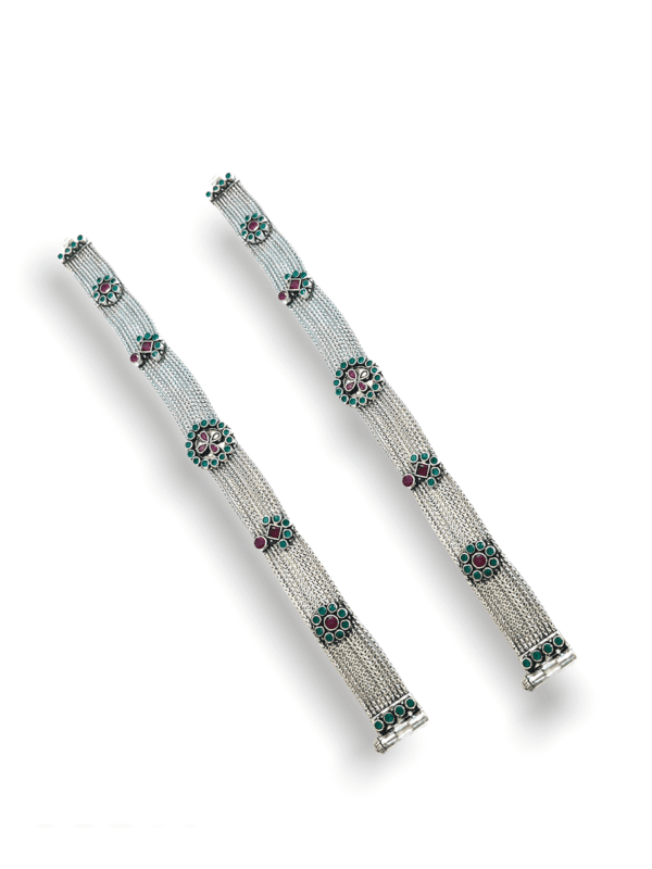 Silver Oxidised Anklets