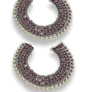 Oxidised Silver Stones Studded Payal