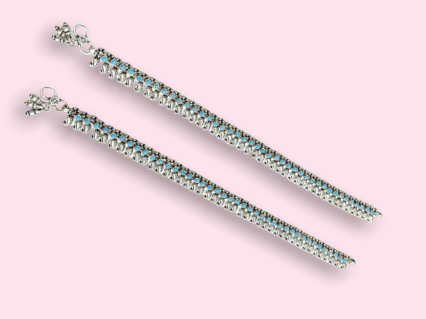 Silver Stones Oxidised Payal