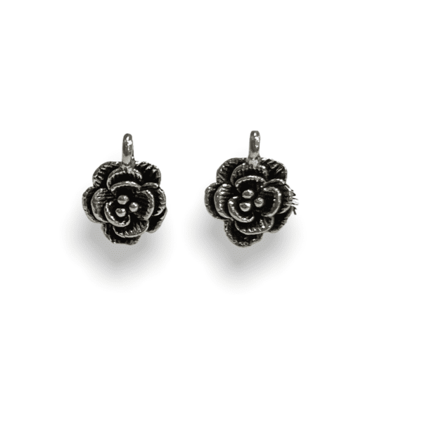 Black Rose Silver Oxidised Earrings