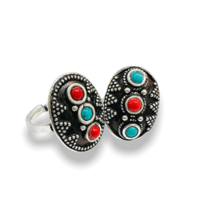 Silver Antique Multi Color Toe Ring