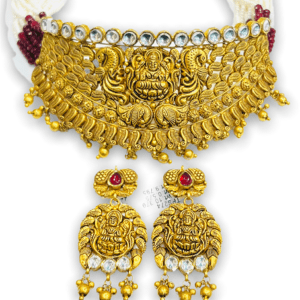 Temple Figures Antique Gold Necklace Set