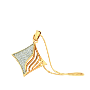 Yellow Gold Royal Wave Pendant for Women