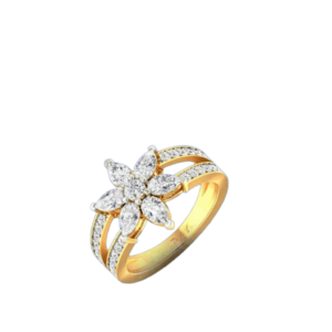Brilliant Yellow Gold Flower Shaped Ring For Women