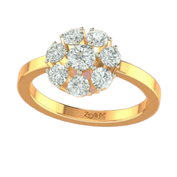 Diamond Round Shape 22K Yellow Gold Ring