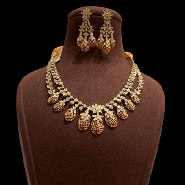 Sehgal Gold Diamond Necklace Set For Women