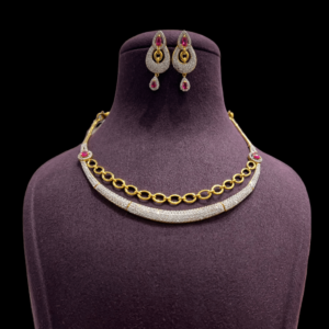 Sehgal Gold Loop Necklace Set For Women