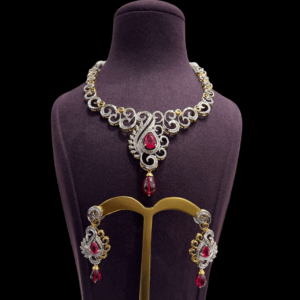 14k Gold and Diamond Polki Necklace Set