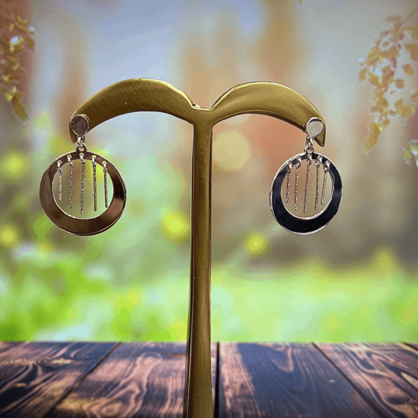Silver Coin Oxidised Earring