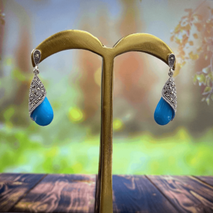 Blue Stone Sterling Silver Oxidised Earring Blue Stone Sterling Silver Oxidised Earring