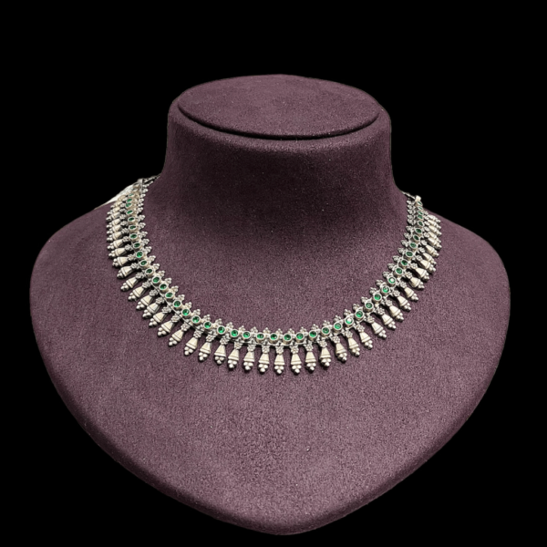 Green Stones Silver Antique Necklace