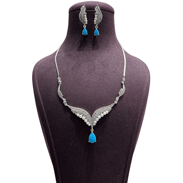 Sterling Silver Antique Necklace Set For Women