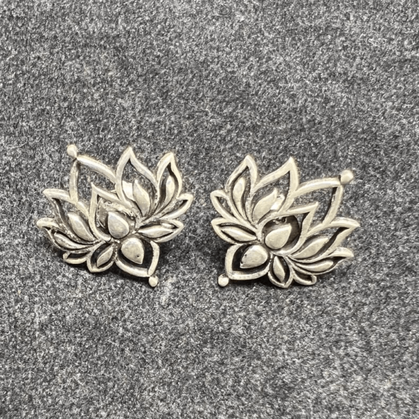 Lotus Flower Silver Earring For Women