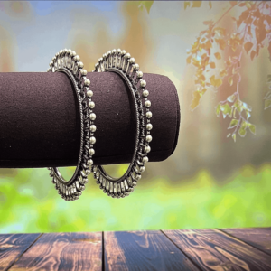 Silver Oxidised 2 Bracelet For Women