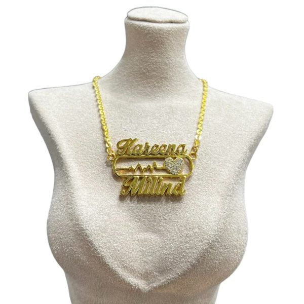 Personalized Heart Beat Couple Name Pendant