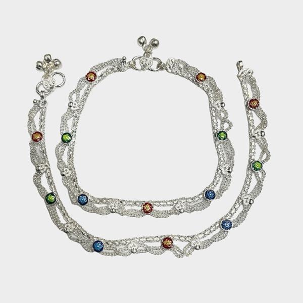 Silver Dangling Charm Anklet