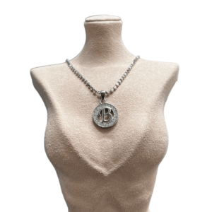 Silver Zircon B Alphabet Pendant