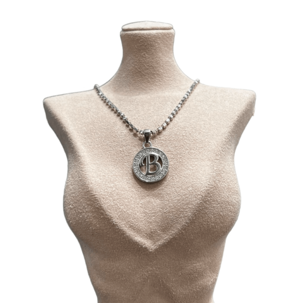 Silver Zircon B Alphabet Pendant