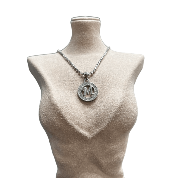 Silver M Initial Pendant