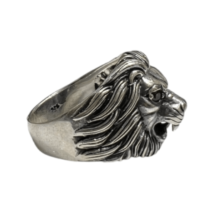 Oxidised Silver Lion Ring